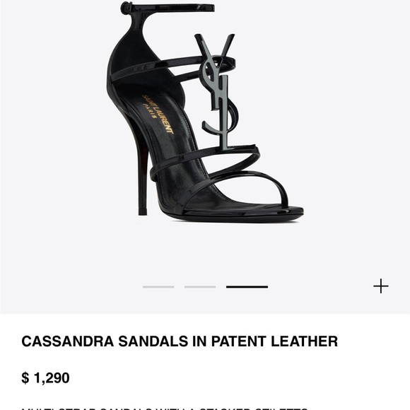 YSL CASSANDRA SANDALS IN PATENT LEATHER YVES SAINT LAURENT AUTHENTIC HEELS - Picture 8 of 8